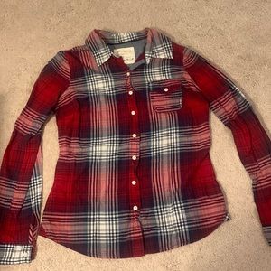 Red plaid button-up shirt